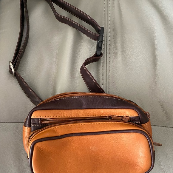 Other - Elegant Brown and Tan Leather Belt Bag